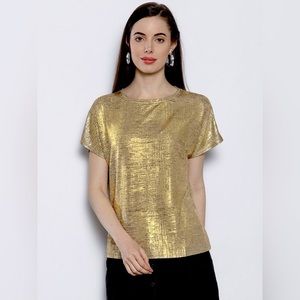 Dorothy Perkins Women's Golden Solid Top with Sheen Effect
